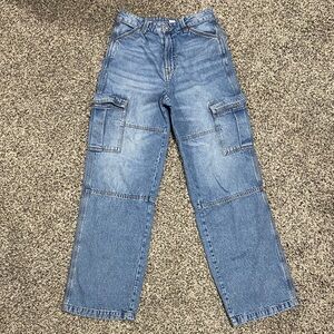 Women's Relaxed Blue Cargo Jeans